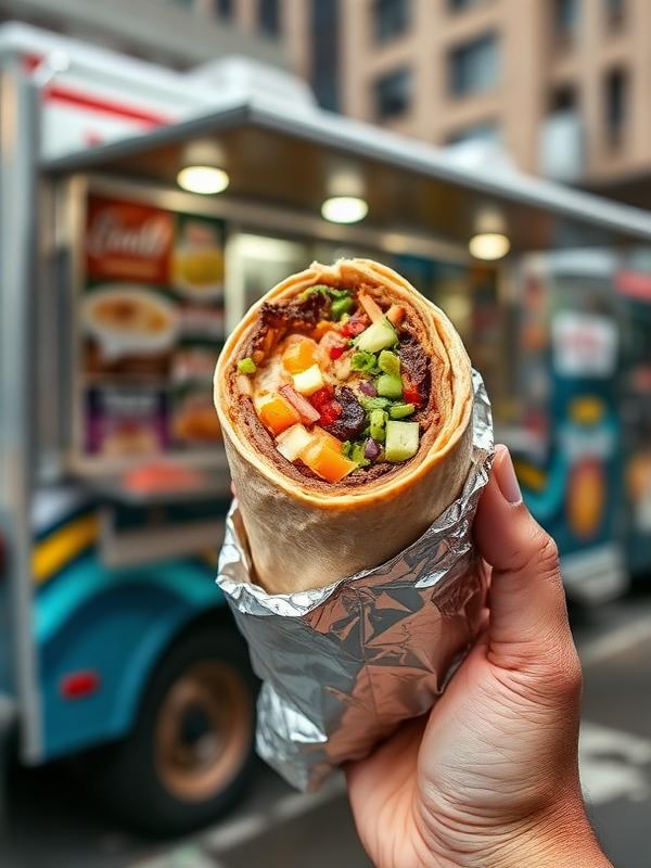 Hand holding burrito